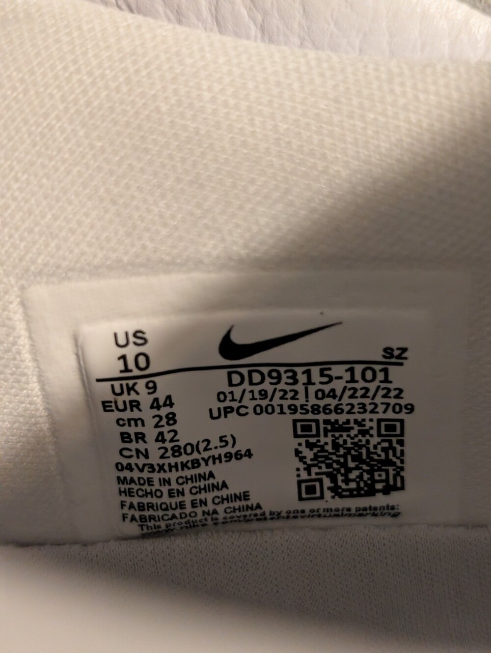 Nike Air Jordan 1 Low GS (2022) Golf Triple White #DD9315-101 Men's Size 10 - Picture 12 of 12